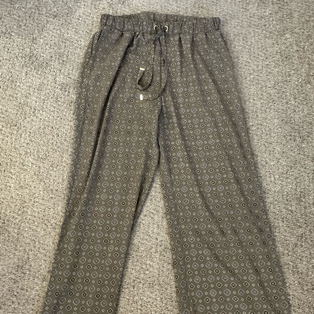 Michael Kors Olive Patterned Wide Leg Pants